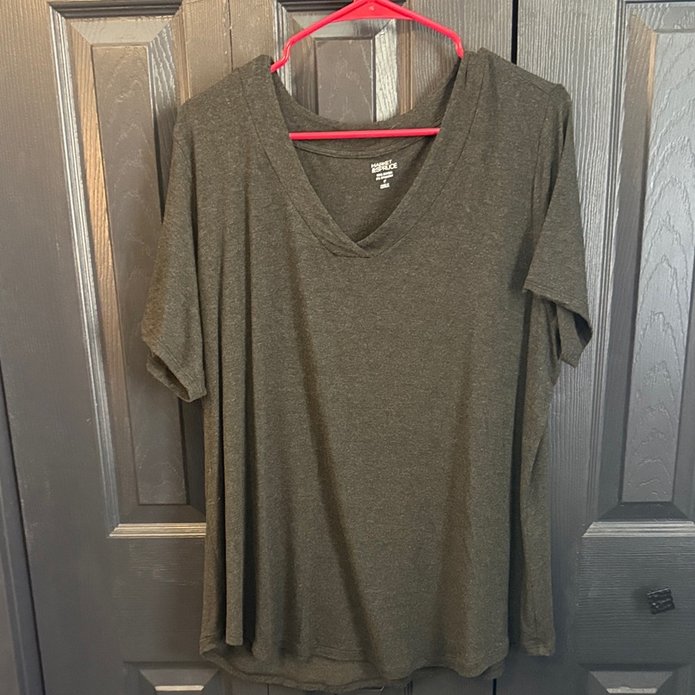 Market & Spruce dark grey in color V-Neck Tee